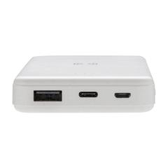 Vue Powerbank 5000mAh avec induction 5W en plastique recyclé RCS de couleur blanc| Krokrodeal