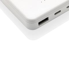 Vue Powerbank 5000mAh avec induction 5W en plastique recyclé RCS de couleur blanc| Krokrodeal