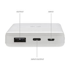 Vue Powerbank 5000mAh avec induction 5W en plastique recyclé RCS de couleur blanc| Krokrodeal
