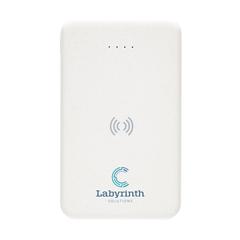 Vue Powerbank 5000mAh avec induction 5W en plastique recyclé RCS de couleur blanc| Krokrodeal