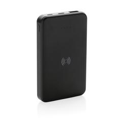 Vue Powerbank 5000mAh avec induction 5W en plastique recyclé RCS de couleur noir| Krokrodeal