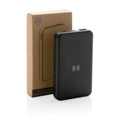Vue Powerbank 5000mAh avec induction 5W en plastique recyclé RCS de couleur noir| Krokrodeal