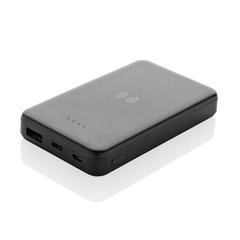 Vue Powerbank 5000mAh avec induction 5W en plastique recyclé RCS de couleur noir| Krokrodeal