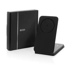 Vue Chargeur magnétique 15W en PU recyclé RCS Swiss Peak de couleur noir| Krokrodeal
