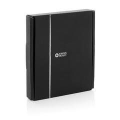 Vue Chargeur magnétique 15W en PU recyclé RCS Swiss Peak de couleur noir| Krokrodeal