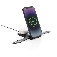 Vue Chargeur magnétique 15W en PU recyclé RCS Swiss Peak de couleur noir| Krokrodeal