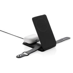 Vue Chargeur magnétique 15W en PU recyclé RCS Swiss Peak de couleur noir| Krokrodeal