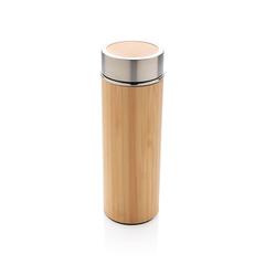 Vue Bouteille isotherme en bambou à goulot large de couleur marron| Krokrodeal