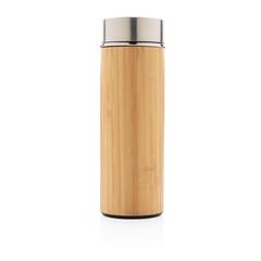 Vue Bouteille isotherme en bambou à goulot large de couleur marron| Krokrodeal