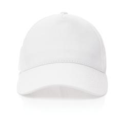 Vue Casquette 5 panneaux en coton recyclé 190gr IMPACT de couleur blanc| Krokrodeal