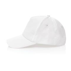 Vue Casquette 5 panneaux en coton recyclé 190gr IMPACT de couleur blanc| Krokrodeal