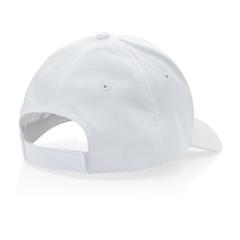 Vue Casquette 5 panneaux en coton recyclé 190gr IMPACT de couleur blanc| Krokrodeal