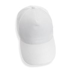 Vue Casquette 5 panneaux en coton recyclé 190gr IMPACT de couleur blanc| Krokrodeal