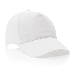Vue Casquette 5 panneaux en coton recyclé 190gr IMPACT de couleur blanc| Krokrodeal