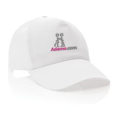 Vue Casquette 5 panneaux en coton recyclé 190gr IMPACT de couleur blanc| Krokrodeal