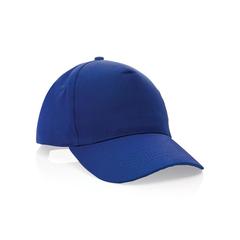 Vue Casquette 5 panneaux en coton recyclé 190gr IMPACT de couleur bleu| Krokrodeal