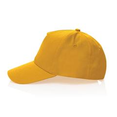 Vue Casquette 5 panneaux en coton recyclé 190gr IMPACT de couleur jaune| Krokrodeal