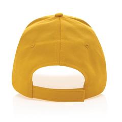Vue Casquette 5 panneaux en coton recyclé 190gr IMPACT de couleur jaune| Krokrodeal