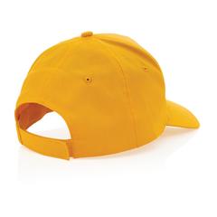 Vue Casquette 5 panneaux en coton recyclé 190gr IMPACT de couleur jaune| Krokrodeal