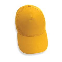 Vue Casquette 5 panneaux en coton recyclé 190gr IMPACT de couleur jaune| Krokrodeal