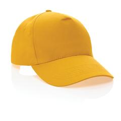 Vue Casquette 5 panneaux en coton recyclé 190gr IMPACT de couleur jaune| Krokrodeal