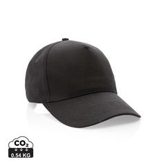 Vue Casquette 5 panneaux en coton recyclé 190gr IMPACT de couleur noir| Krokrodeal