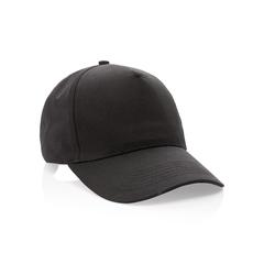 Vue Casquette 5 panneaux en coton recyclé 190gr IMPACT de couleur noir| Krokrodeal