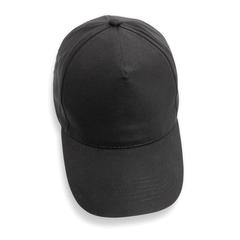 Vue Casquette 5 panneaux en coton recyclé 190gr IMPACT de couleur noir| Krokrodeal