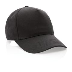 Vue Casquette 5 panneaux en coton recyclé 190gr IMPACT de couleur noir| Krokrodeal