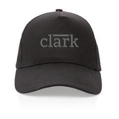 Vue Casquette 5 panneaux en coton recyclé 190gr IMPACT de couleur noir| Krokrodeal