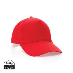Vue Casquette 5 panneaux en coton recyclé 190gr IMPACT de couleur rouge| Krokrodeal