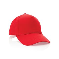 Vue Casquette 5 panneaux en coton recyclé 190gr IMPACT de couleur rouge| Krokrodeal