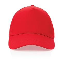 Vue Casquette 5 panneaux en coton recyclé 190gr IMPACT de couleur rouge| Krokrodeal