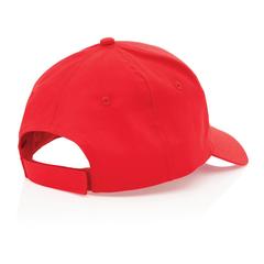 Vue Casquette 5 panneaux en coton recyclé 190gr IMPACT de couleur rouge| Krokrodeal