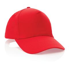 Vue Casquette 5 panneaux en coton recyclé 190gr IMPACT de couleur rouge| Krokrodeal