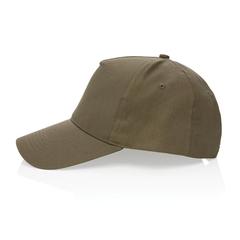Vue Casquette 5 panneaux en coton recyclé 190gr IMPACT de couleur vert| Krokrodeal
