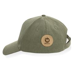 Vue Casquette 5 panneaux en coton recyclé 190gr IMPACT de couleur vert| Krokrodeal