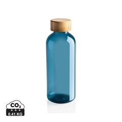 Vue Bouteille 600ml en rPET GRS avec couvercle en bambou de couleur bleu| Krokrodeal