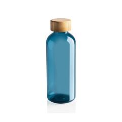 Vue Bouteille 600ml en rPET GRS avec couvercle en bambou de couleur bleu| Krokrodeal