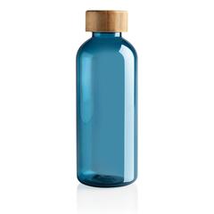 Vue Bouteille 600ml en rPET GRS avec couvercle en bambou de couleur bleu| Krokrodeal