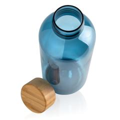 Vue Bouteille 600ml en rPET GRS avec couvercle en bambou de couleur bleu| Krokrodeal