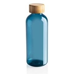 Vue Bouteille 600ml en rPET GRS avec couvercle en bambou de couleur bleu| Krokrodeal