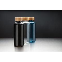Vue Bouteille 600ml en rPET GRS avec couvercle en bambou de couleur bleu| Krokrodeal