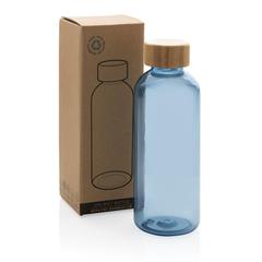Vue Bouteille 600ml en rPET GRS avec couvercle en bambou de couleur bleu| Krokrodeal