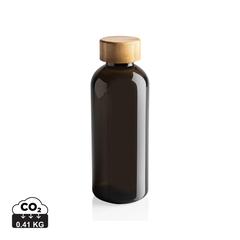 Vue Bouteille 600ml en rPET GRS avec couvercle en bambou de couleur noir| Krokrodeal