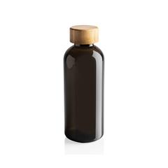 Vue Bouteille 600ml en rPET GRS avec couvercle en bambou de couleur noir| Krokrodeal