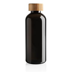 Vue Bouteille 600ml en rPET GRS avec couvercle en bambou de couleur noir| Krokrodeal