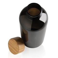 Vue Bouteille 600ml en rPET GRS avec couvercle en bambou de couleur noir| Krokrodeal