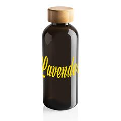 Vue Bouteille 600ml en rPET GRS avec couvercle en bambou de couleur noir| Krokrodeal