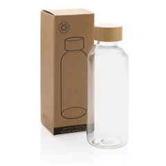 Vue Bouteille 600ml en rPET GRS avec couvercle en bambou de couleur translucide| Krokrodeal